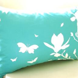 Mint Magnolia & Butterfly Pillow Teal Accent Pillow With Insert - thumbnail 3