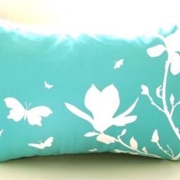 Mint Magnolia & Butterfly Pillow Teal Accent Pillow With Insert - thumbnail 2