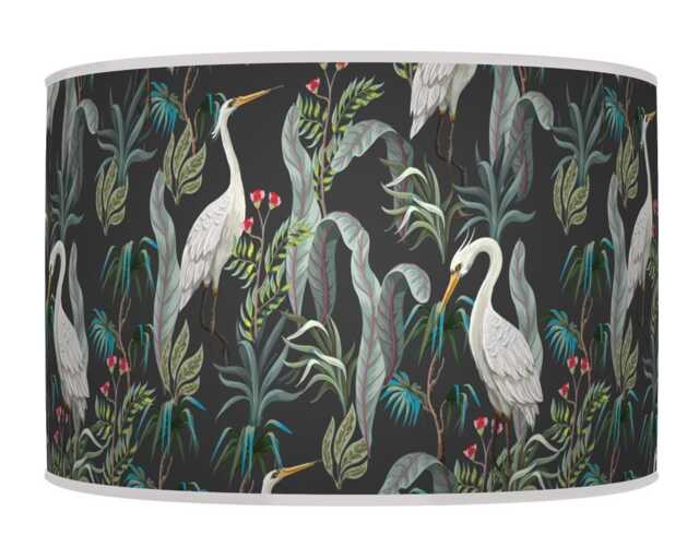 Heron Bird Lampshade - Grey/Multi Tropical Pendant Light Shade Handmade Ceiling Lamp For Jungle Or Nature Decor - image 1
