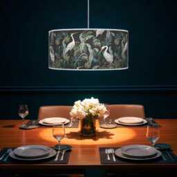 Heron Bird Lampshade - Grey/Multi Tropical Pendant Light Shade Handmade Ceiling Lamp For Jungle Or Nature Decor - thumbnail 2