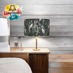 Heron Bird Lampshade - Grey/Multi Tropical Pendant Light Shade Handmade Ceiling Lamp For Jungle Or Nature Decor - thumbnail 3