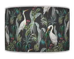 Heron Bird Lampshade - Grey/Multi Tropical Pendant Light Shade Handmade Ceiling Lamp For Jungle Or Nature Decor - thumbnail 1
