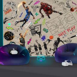 Graffiti Basketball Mural Urban Gym Decor, Peel & Stick Wallpaper - thumbnail 3