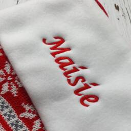Personalised Christmas Stocking Traditional Nordic Knit Embroidered Name Xmas Stockings Navy Red Green Silver Classic Sock - thumbnail 2