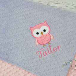Personalized Baby Blanket-Owl Baby Blanket-Personalized Owl Minky Blanket-Minky Blanket-Minky Blanket-Baby Girl Minky Blanket - thumbnail 3