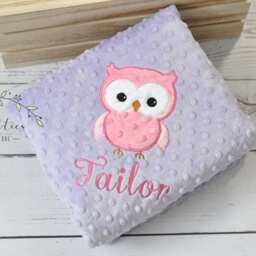 Personalized Baby Blanket-Owl Baby Blanket-Personalized Owl Minky Blanket-Minky Blanket-Minky Blanket-Baby Girl Minky Blanket - thumbnail 2