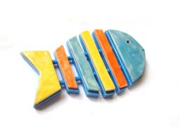 Colorful Ceramic Fish Bone Wall Art - Coastal Lake House Decor - thumbnail 1
