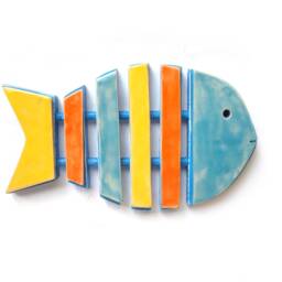 Colorful Ceramic Fish Bone Wall Art - Coastal Lake House Decor - thumbnail 2