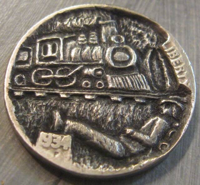 Deep Carved Hobo Nickel, Train Related #33