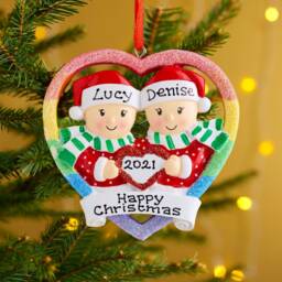 Personalised Family Christmas Xmas Tree Decoration Ornament - Gay Couple - thumbnail 2
