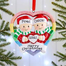 Personalised Family Christmas Xmas Tree Decoration Ornament - Gay Couple