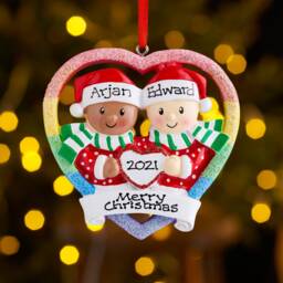 Personalised Family Christmas Xmas Tree Decoration Ornament - Gay Couple - thumbnail 3