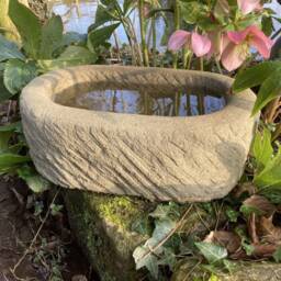Reconstituted Stone Oval Rockery Bird Bath Mini Pond Trough - thumbnail 2