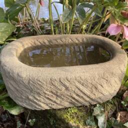 Reconstituted Stone Oval Rockery Bird Bath Mini Pond Trough - thumbnail 3