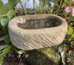 Reconstituted Stone Oval Rockery Bird Bath Mini Pond Trough - thumbnail 1