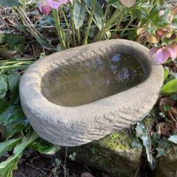 Reconstituted Stone Oval Rockery Bird Bath Mini Pond Trough - thumbnail 4