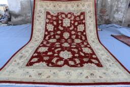 5x7'4 Ft Afghan Oushak Rug - Warm Beige Red Turkmen Hand Knotted Natural Dyes Wool Turkish Area Oriental For Living Room - thumbnail 1
