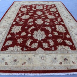 5x7'4 Ft Afghan Oushak Rug - Warm Beige Red Turkmen Hand Knotted Natural Dyes Wool Turkish Area Oriental For Living Room - thumbnail 3