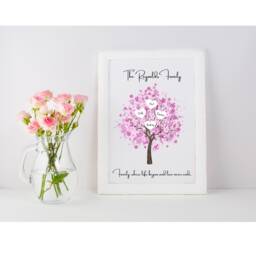 Personalised Family Tree With Real Foil Finish - Foiling Bespoke Prints Wall Decor Decoration Art Families Custom - thumbnail 1