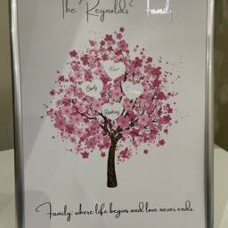 Personalised Family Tree With Real Foil Finish - Foiling Bespoke Prints Wall Decor Decoration Art Families Custom - thumbnail 2