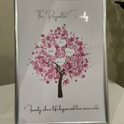 Personalised Family Tree With Real Foil Finish - Foiling Bespoke Prints Wall Decor Decoration Art Families Custom - thumbnail 3