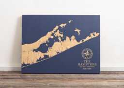 The Hamptons, New York Map - Engraved Wood Coastal Chart Wall Art Sign, Beach Home Decor Nautical Print, Unique Personalized Family Gift - thumbnail 1