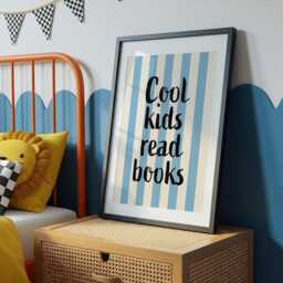 Cool Kids Print, Playroom Reading Book Gift For Bookworm, Nook, Boys Room Wall Art, Retro Stripe - thumbnail 2