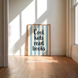 Cool Kids Print, Playroom Reading Book Gift For Bookworm, Nook, Boys Room Wall Art, Retro Stripe - thumbnail 1