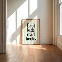 Cool Kids Print, Playroom Reading Book Gift For Bookworm, Nook, Boys Room Wall Art, Retro Stripe - thumbnail 3