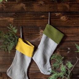 Minimalist Linen Christmas Stocking - Zero-Waste Handmade From Leftovers Perfect For Sustainable Holiday Decor - thumbnail 3