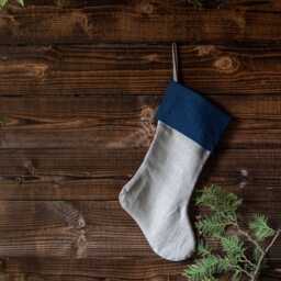 Minimalist Linen Christmas Stocking - Zero-Waste Handmade From Leftovers Perfect For Sustainable Holiday Decor - thumbnail 4