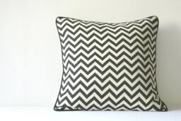 Woven Chevron Pillow Cover, Black & Off White Cushion - thumbnail 1