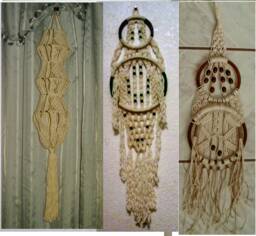 Macrame Wall Hanging with Fringes & Beads Over Hoops, Rings - Choice Of 3