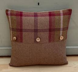 Tartan Plaid Tweed Throw Pillow Cover Balmoral Heather Beige, 24 - thumbnail 1