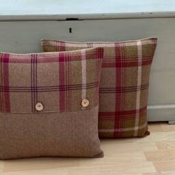 Tartan Plaid Tweed Throw Pillow Cover Balmoral Heather Beige, 24 - thumbnail 2