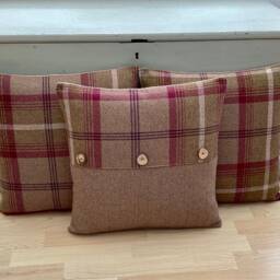 Tartan Plaid Tweed Throw Pillow Cover Balmoral Heather Beige, 24 - thumbnail 3