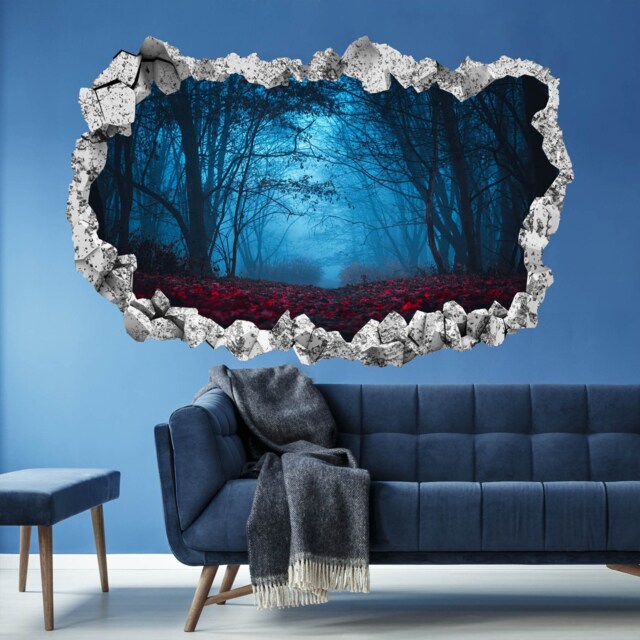 Dark Misty Forest Trees Autumn Wall Decal Sticker Mural Poster Print Art Home Office Decor Ka12 - image 1