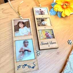 Personalised Hanging Ornament, Mini Photo Frames Hanging Bauble, Photo Frame Strip, Decoration, Custom Gift - thumbnail 4