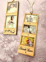 Personalised Hanging Ornament, Mini Photo Frames Hanging Bauble, Photo Frame Strip, Decoration, Custom Gift