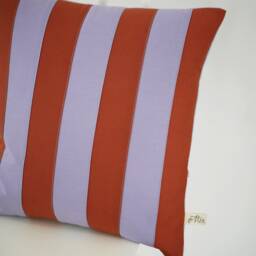 Patchwork Striped Cushion, Rust Orange/Purple - thumbnail 3