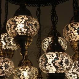 9 Ball Turkish Sultan Mosaic Chandelier Multi-Color - thumbnail 3