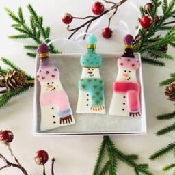 Beautiful Fused Glass Snowman Decoration - Christmas Decoration, Snowman Cornish Fused Glass - thumbnail 1