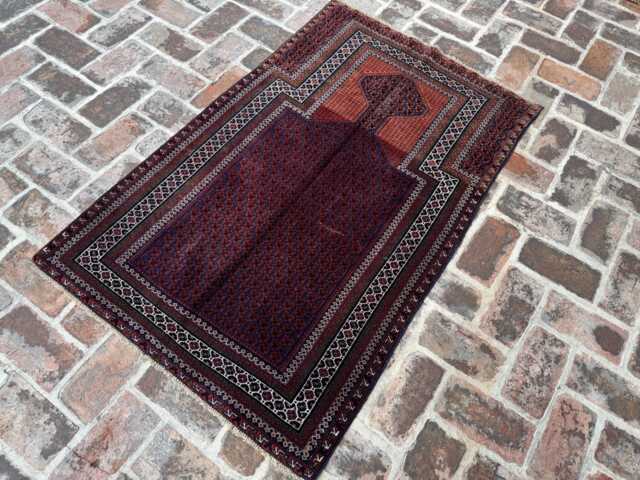 Antique 3'3x5'1 Prayer Rug - Super High Quality Hand-Knotted Persian Wool Carpet Islamic Mat Oriental Design Bohemian - image 1