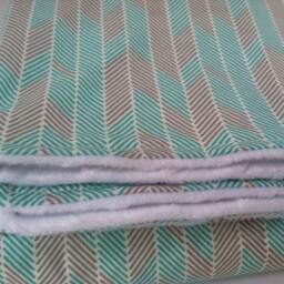 Teal Herringbone Baby Blanket - Cotton & Minky - thumbnail 3