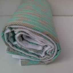 Teal Herringbone Baby Blanket - Cotton & Minky - thumbnail 4