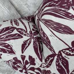 Linen Blend Floral Pillow Cover, Decorative Sofa Bed Cushion Cover Made in John Lewis Japonica Fabric, Plum - thumbnail 3