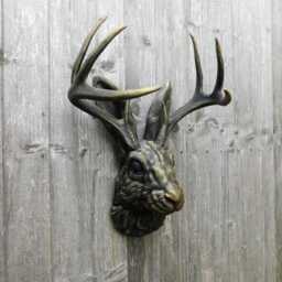 Jackalope Head Wall Art, Extra Large Size With Hand Painted Aged Gold Finish - 3D Printed Self-Assembly - thumbnail 4