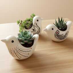 Ceramic White Bird Succulent Plant Pots/Small Desktop Pot Indoor Office Home Decor Cute Animal Planters House Warming Gift - thumbnail 1