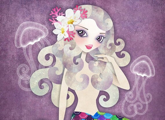 Amethyste Mermaid 8x10 Art Print, Purple Mermaid, Photo Wall - image 1