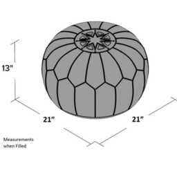 Next Day Delivey Prefilled Handmade Dark Brown Moroccan Leather Pouf Ottoman Bohemian Floor Cushion - thumbnail 3